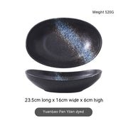 Japanese-style Ceramic Salad Dish Deep Plates Oval Ingot Plate