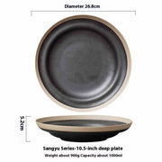 Round Soup Plate Hand Painted Pottery Clay Deep Plates