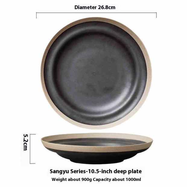 Round Soup Plate Hand Painted Pottery Clay Deep Plates