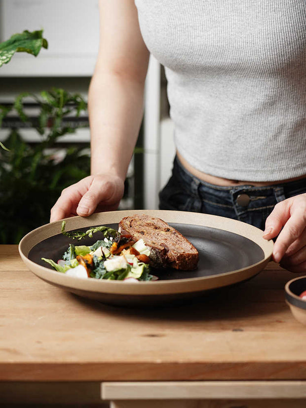 Round Soup Plate Hand Painted Pottery Clay Deep Plates