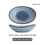Japanese-style Ceramic Salad Dish Deep Plates Oval Ingot Plate