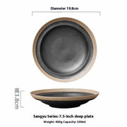 Round Soup Plate Hand Painted Pottery Clay Deep Plates