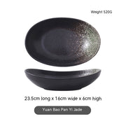 Japanese-style Ceramic Salad Dish Deep Plates Oval Ingot Plate