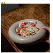 Nordic Kiln Baked Thick Bread Plate Deep Plates Restaurant Retro Cold Dish Bowl