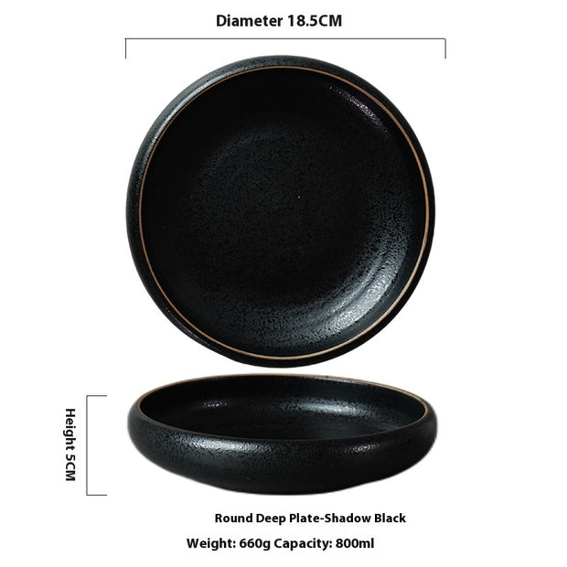 7-inch Retro Deep Plates Round Hand-painted Household Dinner Plate